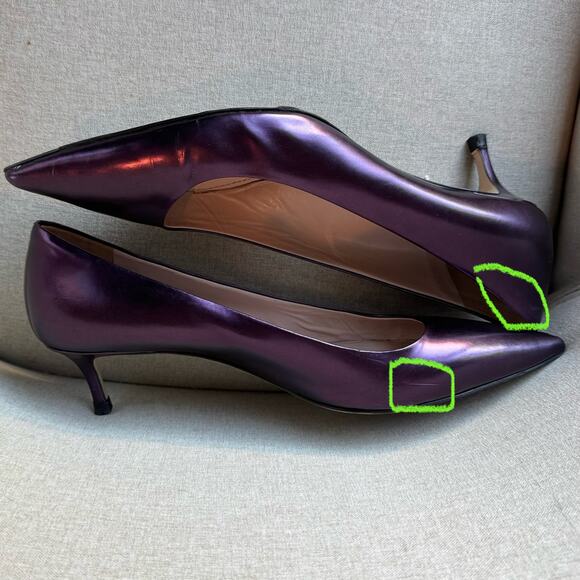 Miu Miu Purple Leather Pointed Toe Pumps - Italian Designer Heels US 8.5 EU 39 - Picture 7 of 12